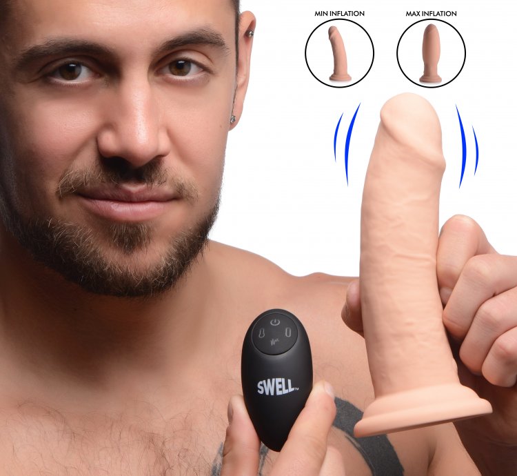 Swell 7x Inflatable Vibrating 7in Dildo W/ Remote