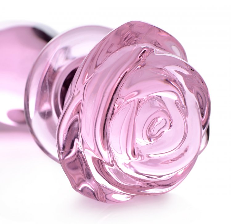 Booty Sparks Pink Rose Glass Medium Anal Plug