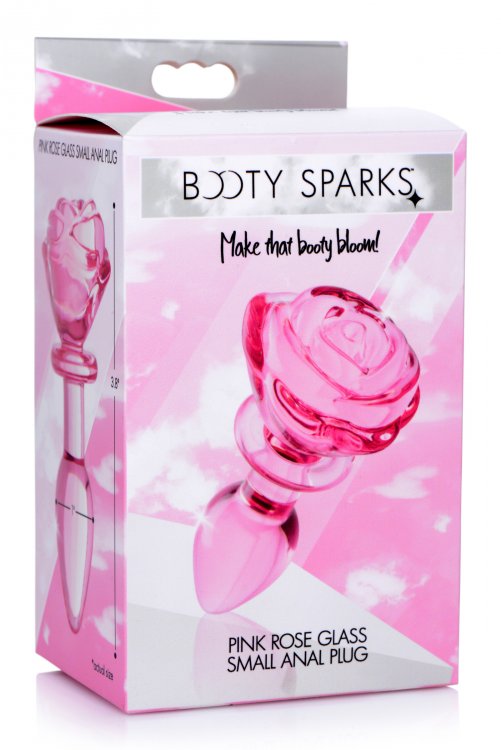 Booty Sparks Pink Rose Glass Small Anal Plug