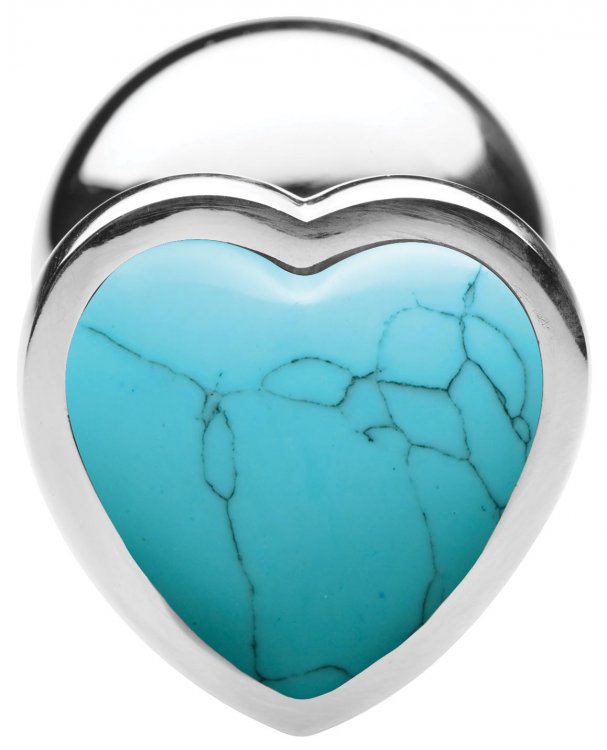 (d) Booty Sparks Gemstones La Heart Anal Plug Turquoise
