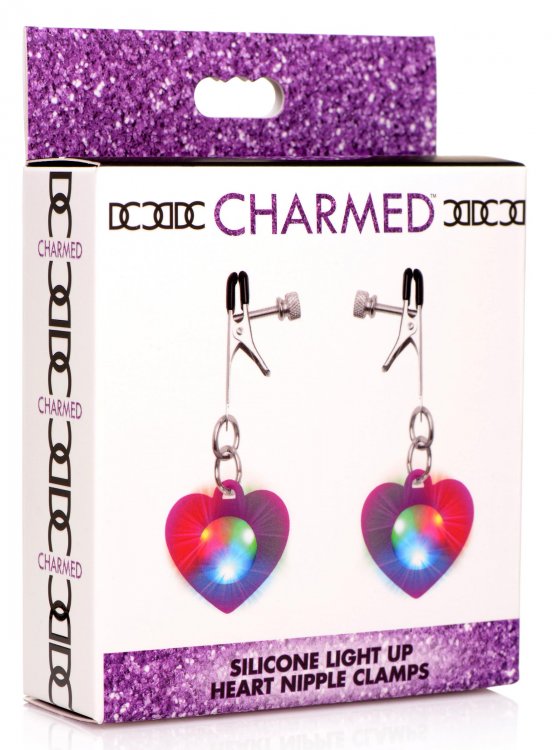 (d) Charmed Light Up Heart Nip Clamps