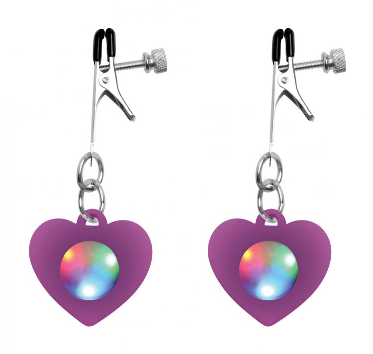 (d) Charmed Light Up Heart Nip Clamps