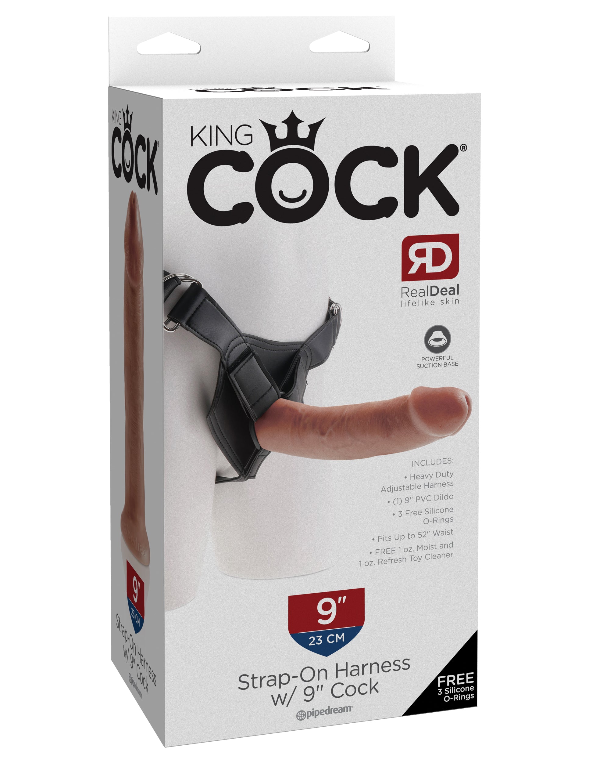 King Cock Strap On Harness W- 9 In Cock Tan