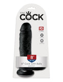 King Cock 8 In Cock W-balls Black