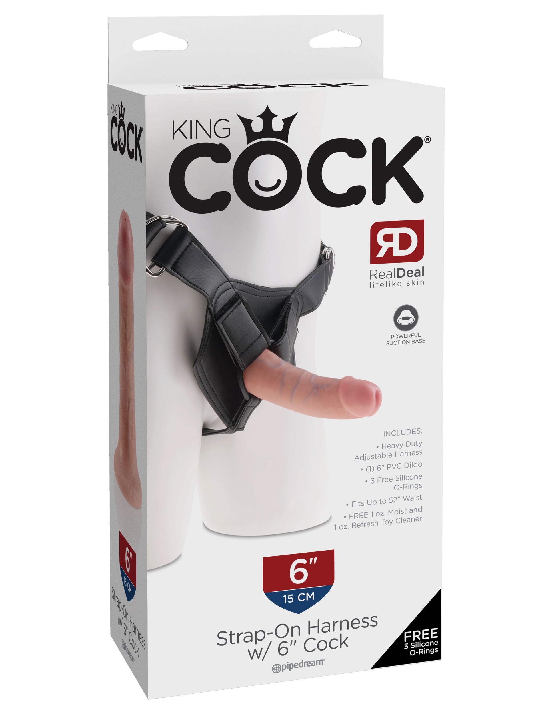 King Cock Strap On Harness W- 6 In Cock Light