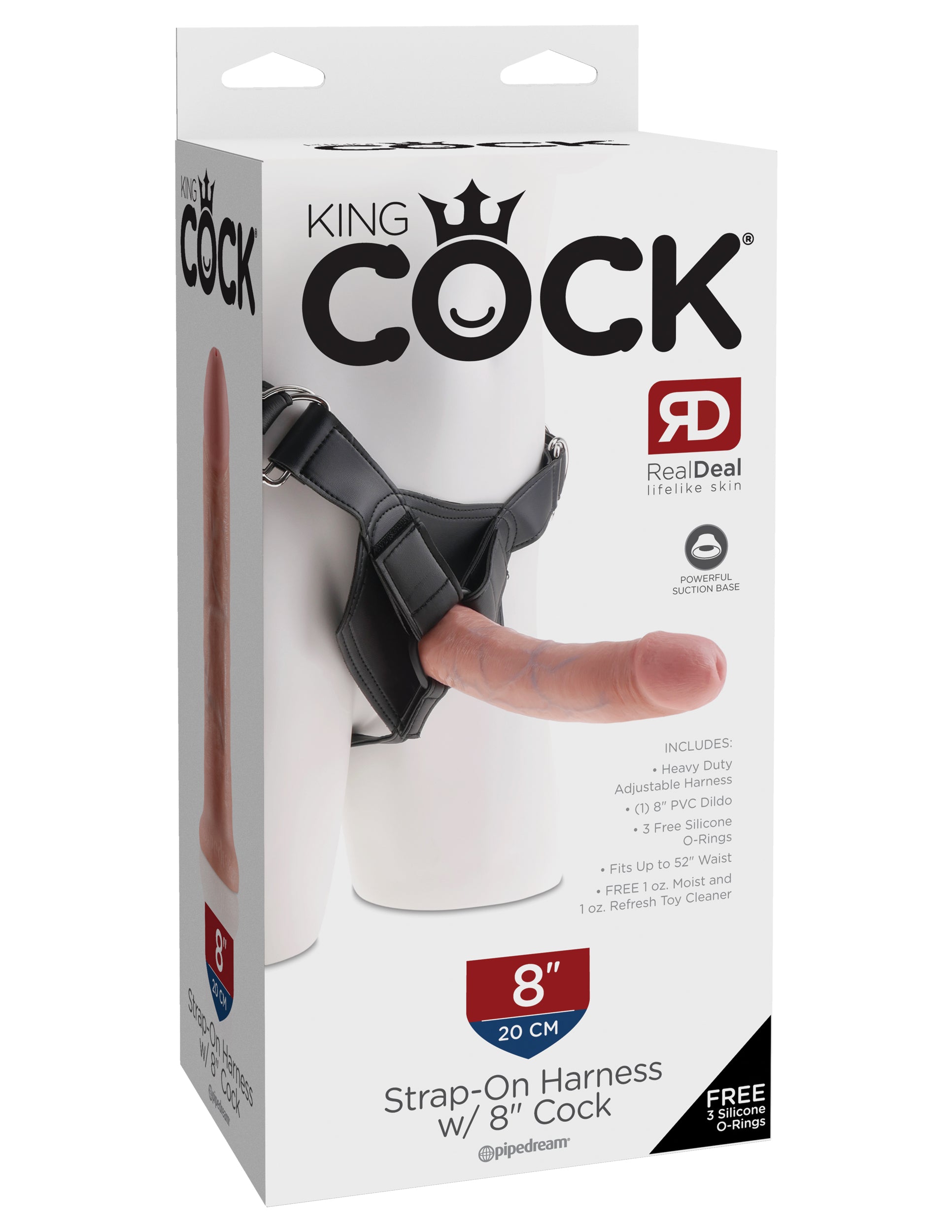 King Cock Strap On Harness W- 8 In Cock Light