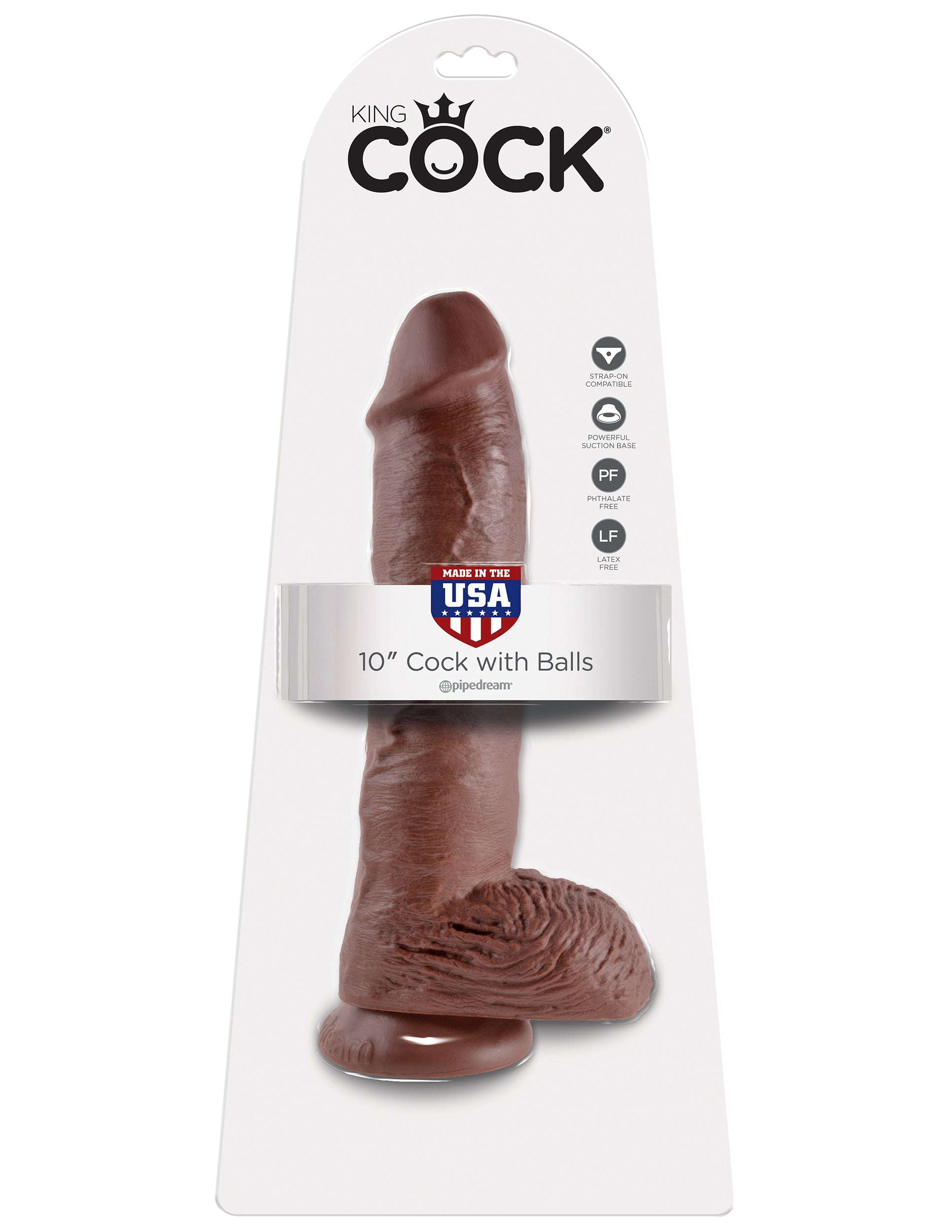 King Cock 10 In Cock W-balls Brown