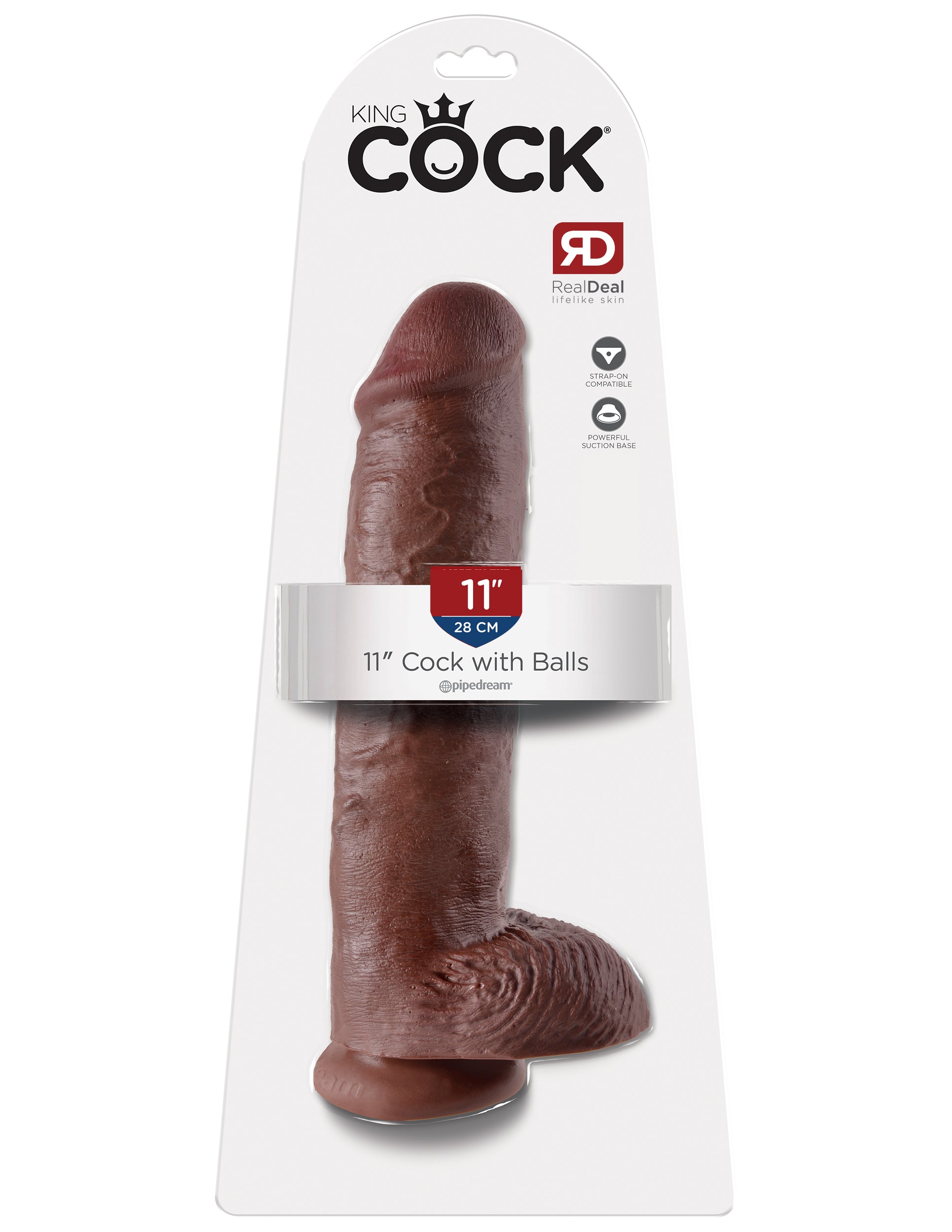 King Cock 11 In Cock W-balls Brown