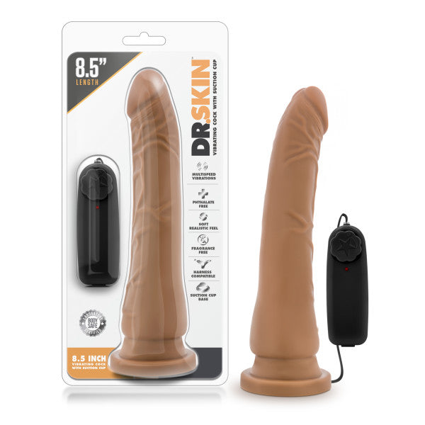 Dr Skin 8.5 Vibrating Realistic Cock W-suction Cup Mocha"