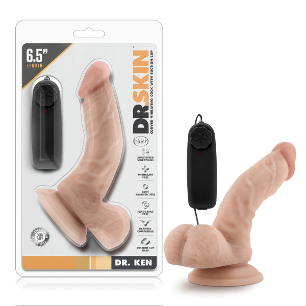 Dr Skin Dr Ken 6.5in Vibrating Cock W- Suction Cup Vanilla