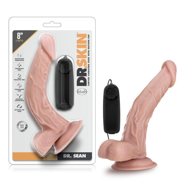 Dr Skin Dr Sean 8in Vibrating Cock W- Suction Cup Vanilla