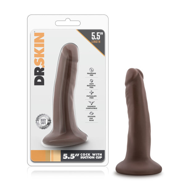 Dr Skin 5.5 Cock W- Suction Cup Chocolate "