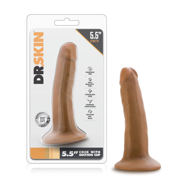 Dr Skin 5.5 Cock W- Suction Cup Mocha "
