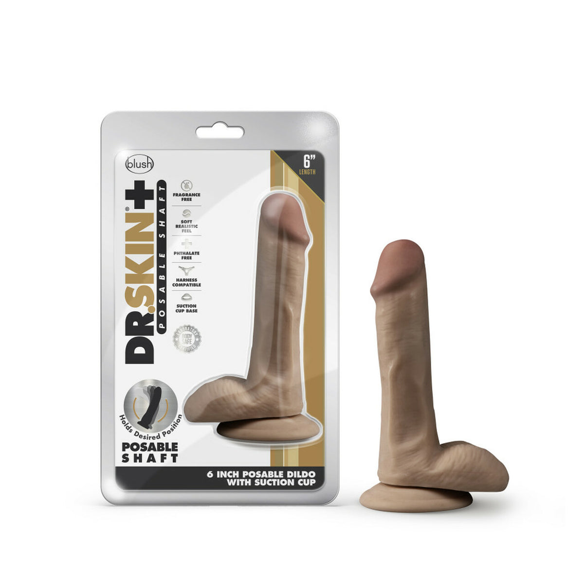 Dr Skin Plus 6in Poseable Dildo Mocha