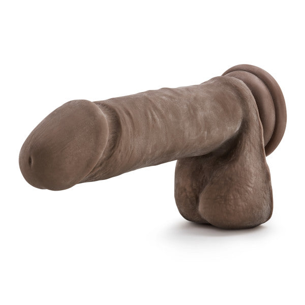 Dr Skin Plus 9in Thick Posable Dildo W- Balls Chocolate