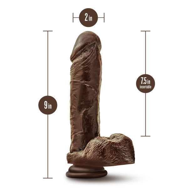 Dr Skin Plus 9in Thick Posable Dildo W- Balls Chocolate