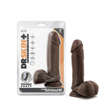Dr Skin Plus 8in Posable Dildo W- Balls Chocolate