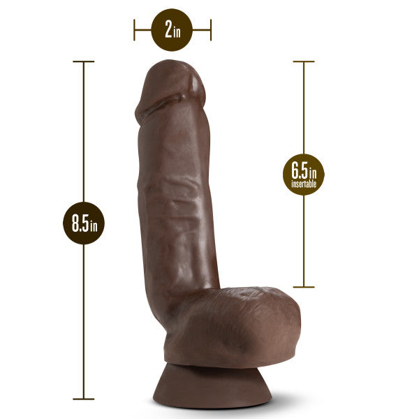 Dr Skin Plus 8in Thick Dildo W- Squeezable Balls Chocolate