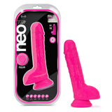 Neo Elite 9in Dual Density Cock W- Balls Neon Pink