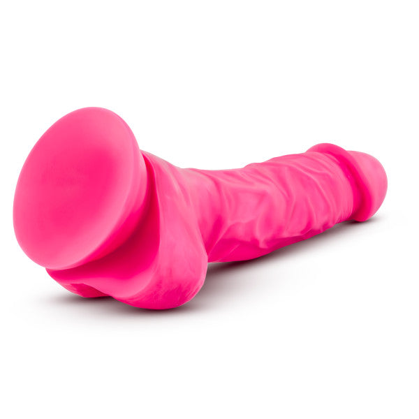 Neo Elite 7.5in Silicone Dual Density Cock W- Balls Neon Pink