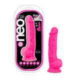 Neo Elite 7.5in Silicone Dual Density Cock W- Balls Neon Pink