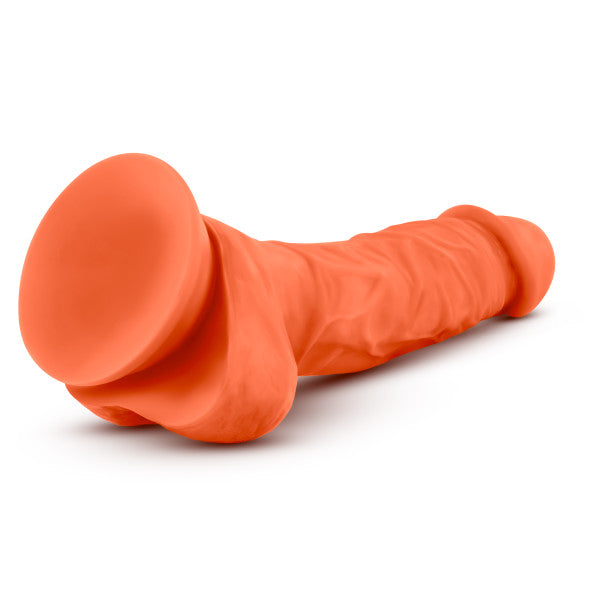 Neo Elite 7.5in Silicone Dual Density Cock W- Balls Neon Orange