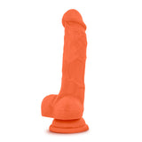 Neo Elite 7.5in Silicone Dual Density Cock W- Balls Neon Orange