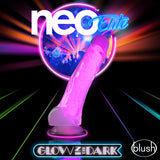 Neo Elite Glow In The Dark 7.5 In Silicone Cock W- Balls Neon Pink