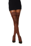 Sheer Thigh High W/ Stay Up Lace Top Espresso O/s