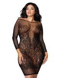 Seamless Fishnet & Lace Chemise Black Queen