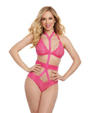 (d) Bralette & Harness Panty Fuschia Queen