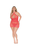 Stretch Lace Chemise Coral Q-s