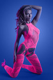 Glow Captivating Bodystocking Set Neon Pink O/s