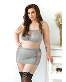 Layne Bralette Gartered Skirt & G-string Gray 1x/2x