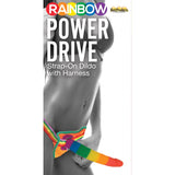 Rainbow Power Drive 7 Strap On Dildo W-harness Silicone "