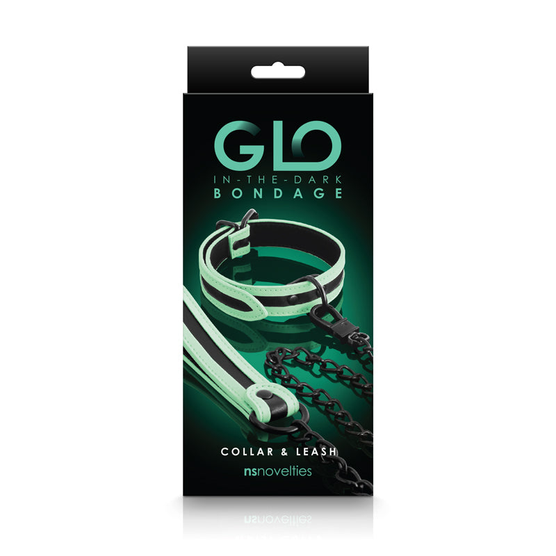 Glo Bondage Collar & Leash Green