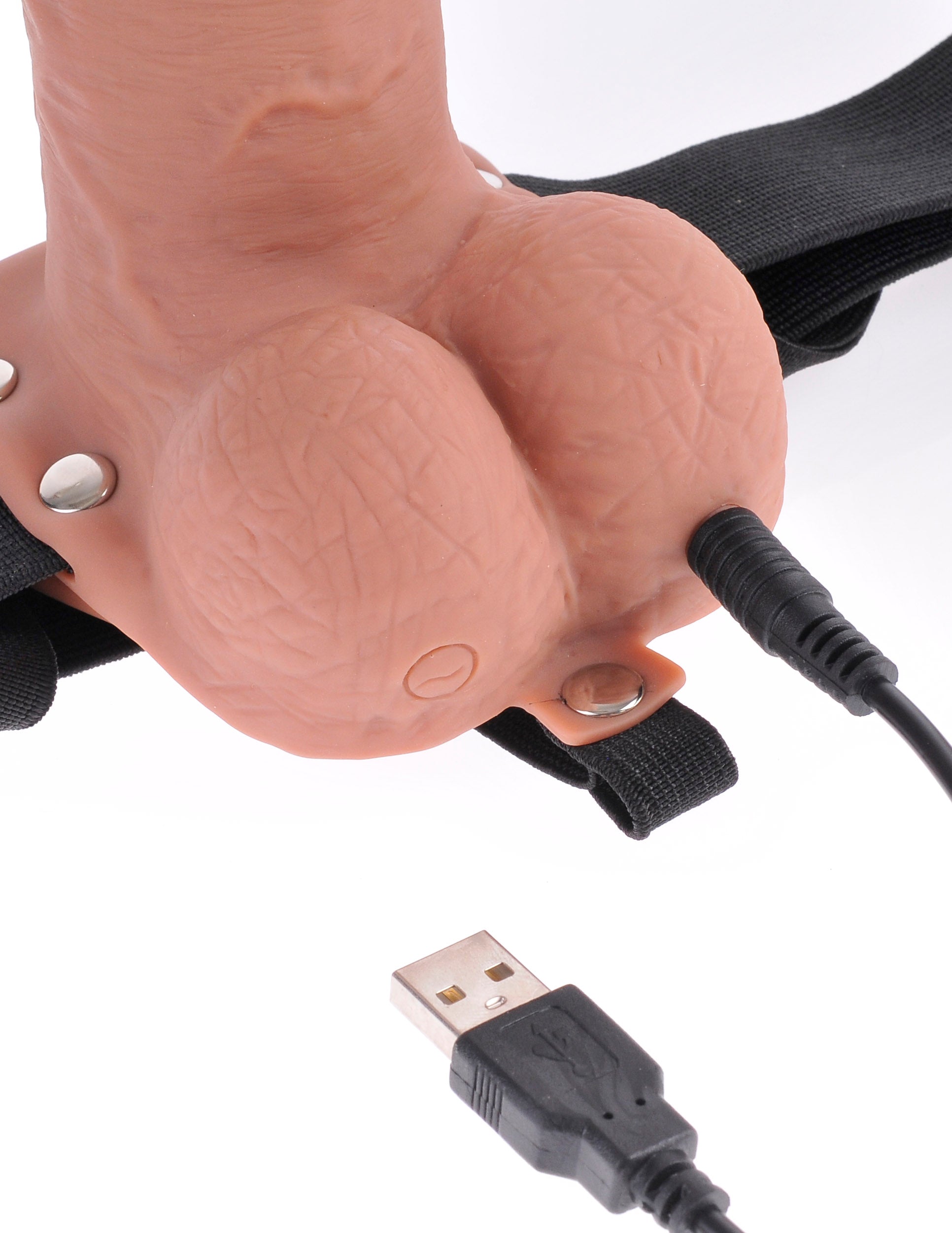 Fetish Fantasy 7 In Hollow Rechargeable Strap-on Remote Tan