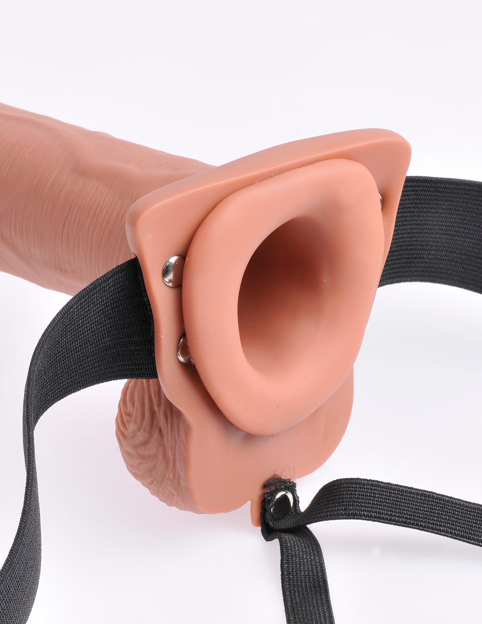 (wd) Fetish Fantasy 10 In Holl Rechargeable Strap-on Remote Tan