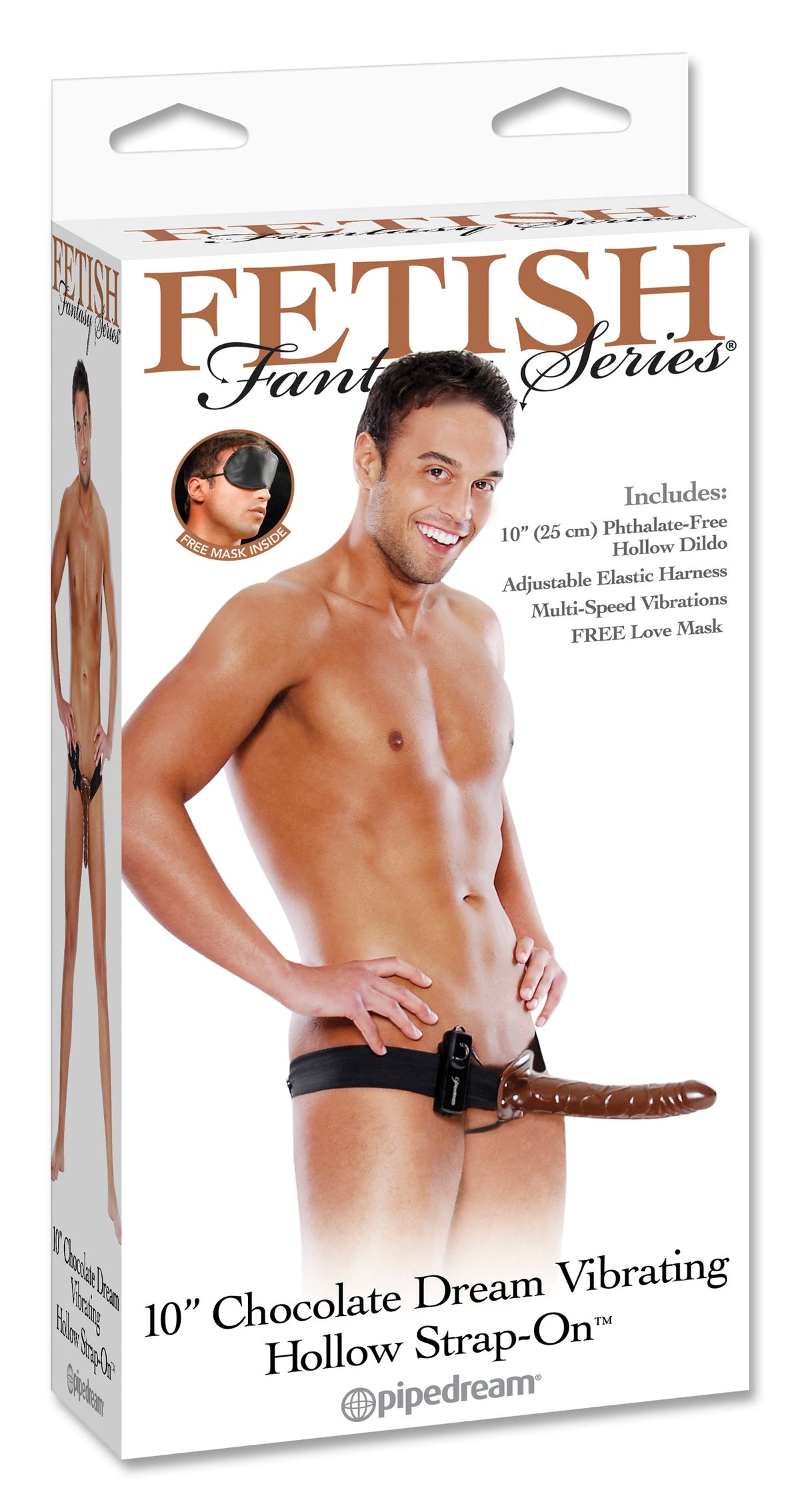 Fetish Fantasy 10in Chocolate Dream Vibrating Hollow Strap On