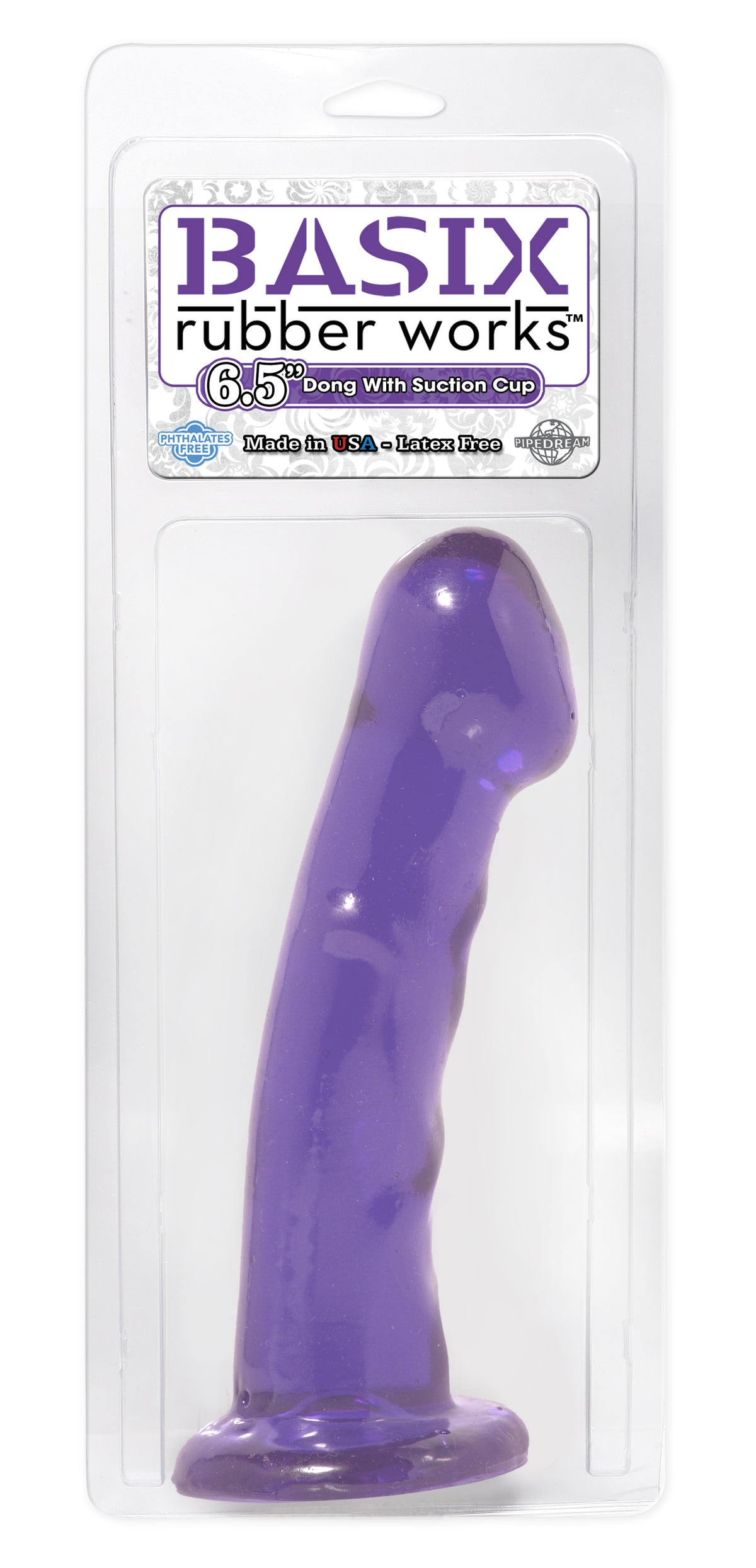 Basix Rubber Works Purple 6.5in Dong W-suction Cup