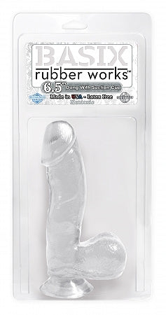 Basix Rubber Works 6.5in Dong W- Suction Cup Clear