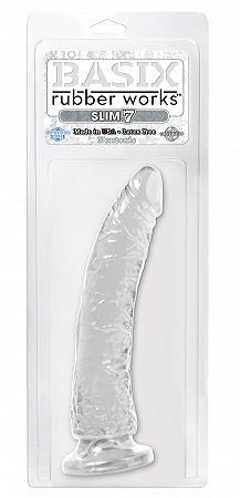 Basix Rubber Works Slim Dong 7in Clear W- Suction Cup