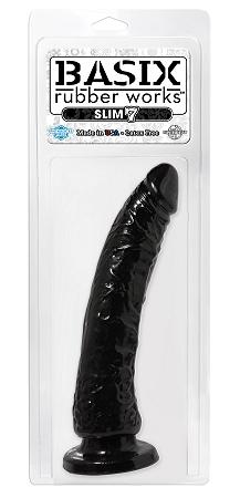 Basix Rubber Works 7in Black Slim Dong W- Suction Cup
