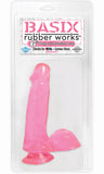 Basix Rubber Works 6in Dong W-suction Cup Pink