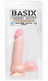 Basix Rubber Works 6in Dong W-suction Cup Flesh