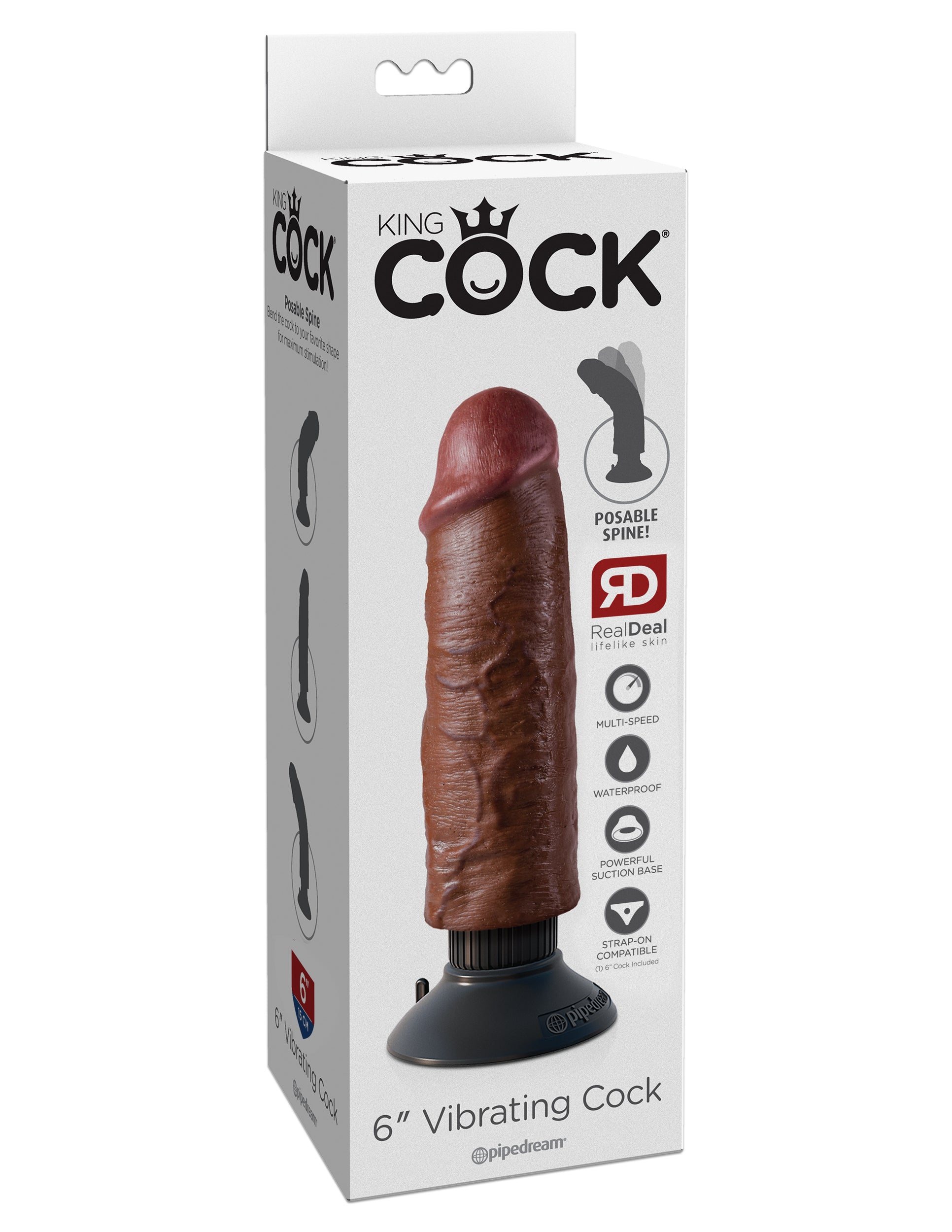 King Cock 6 In Cock Brown Vibrating