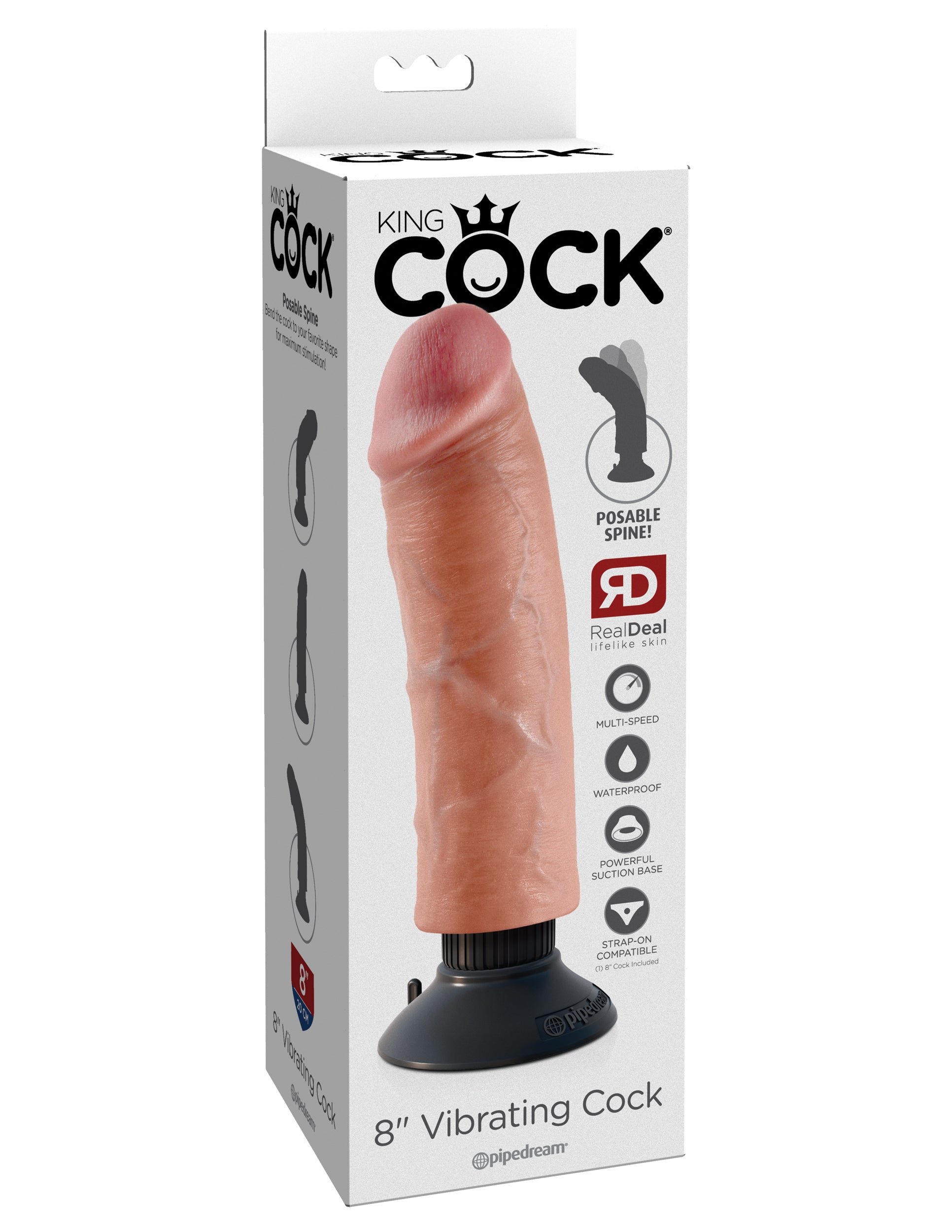 King Cock 8 In Cock Flesh Vibrating