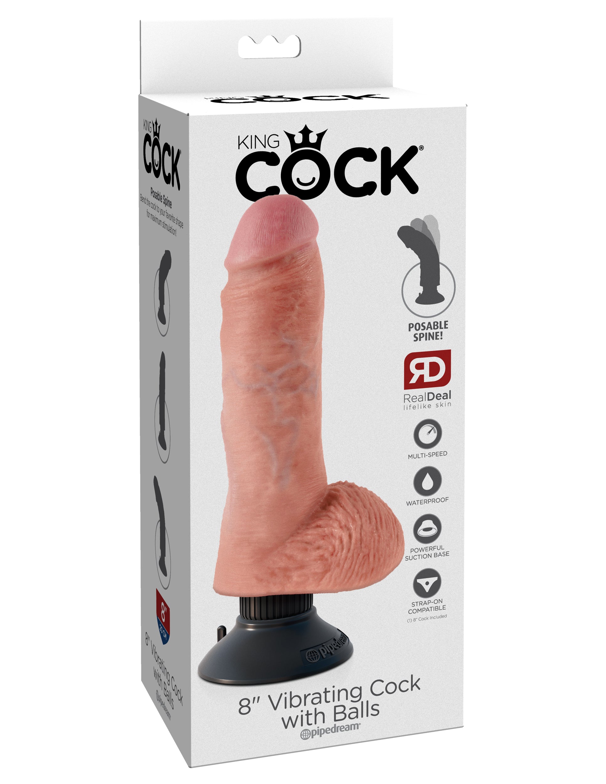 King Cock 8 In Cock W-balls Flesh Vibrating