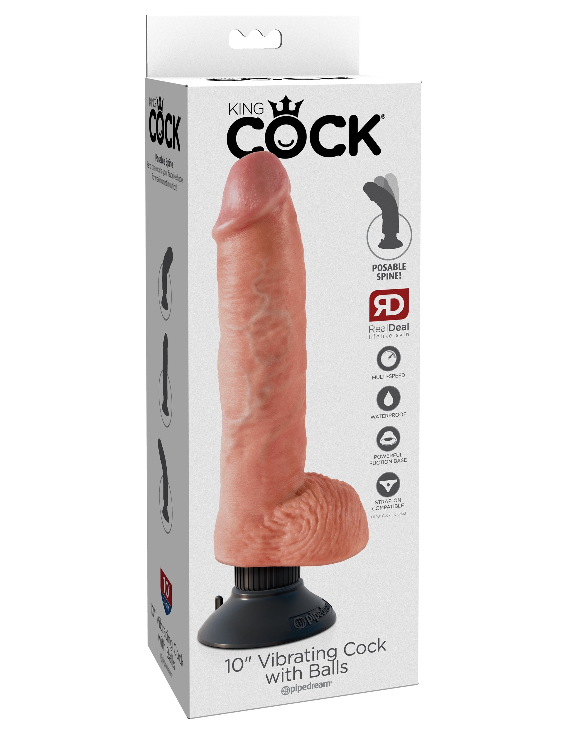 King Cock 10 In Cock W-balls Flesh Vibrating