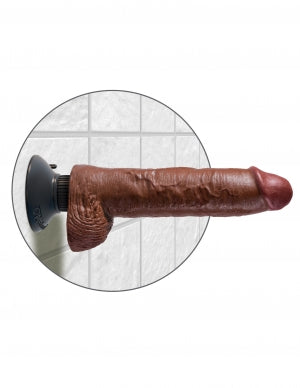 King Cock 10 In Cock W-balls Brown Vibrating